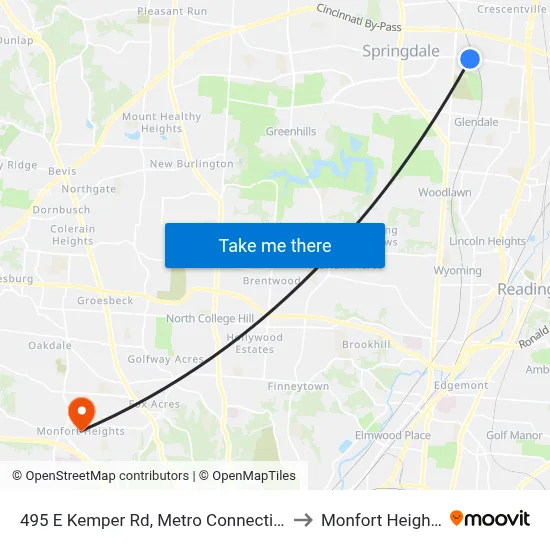 495 E Kemper Rd, Metro Connection to Monfort Heights map