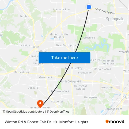Winton Rd & Forest Fair Dr to Monfort Heights map
