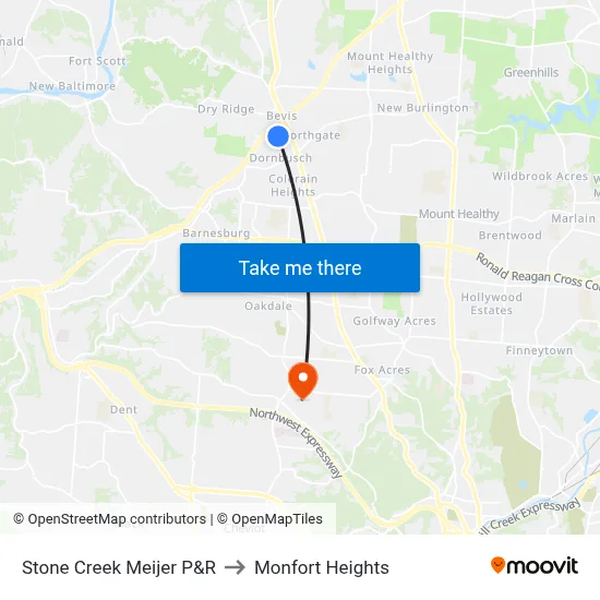Stone Creek Meijer P&R to Monfort Heights map