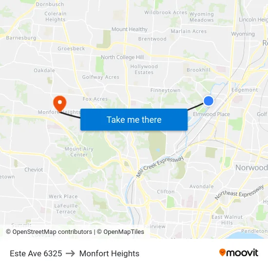 Este Ave 6325 to Monfort Heights map