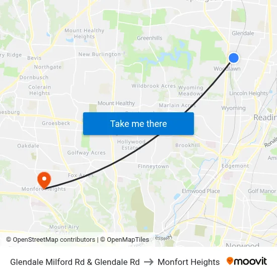 Glendale Milford Rd & Glendale Rd to Monfort Heights map
