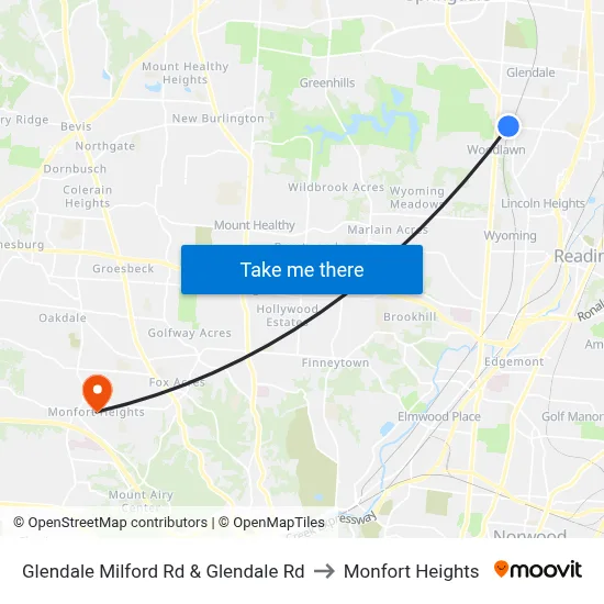 Glendale Milford Rd & Glendale Rd to Monfort Heights map