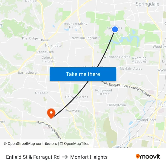 Enfield St & Farragut Rd to Monfort Heights map