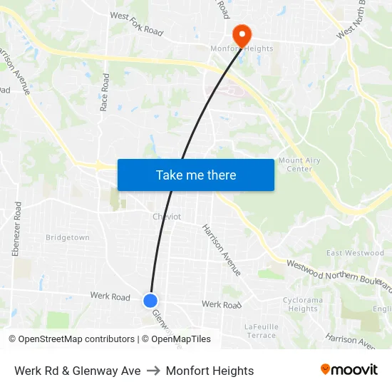 Werk Rd & Glenway Ave to Monfort Heights map