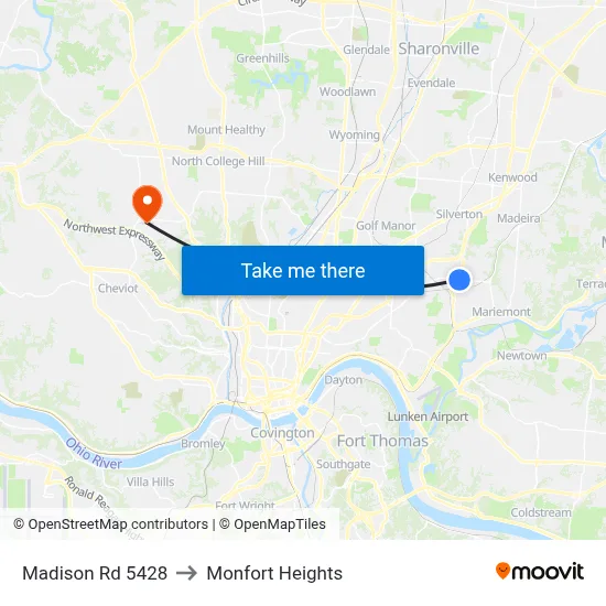 Madison Rd 5428 to Monfort Heights map