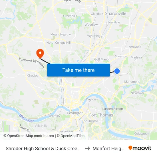 Shroder High School & Duck Creek Rd to Monfort Heights map