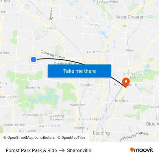 Forest Park Park & Ride to Sharonville map