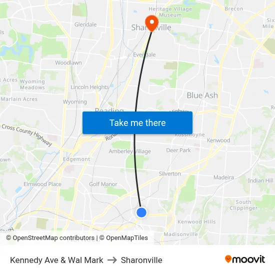 Kennedy Ave & Wal Mark to Sharonville map