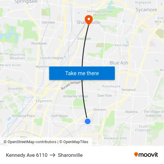 Kennedy Ave 6110 to Sharonville map