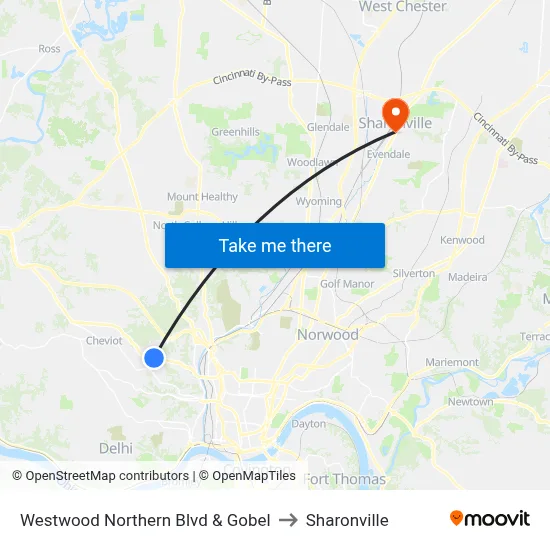 Westwood Northern Blvd & Gobel to Sharonville map