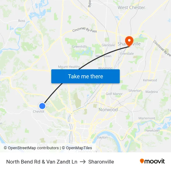 North Bend Rd & Van Zandt Ln to Sharonville map