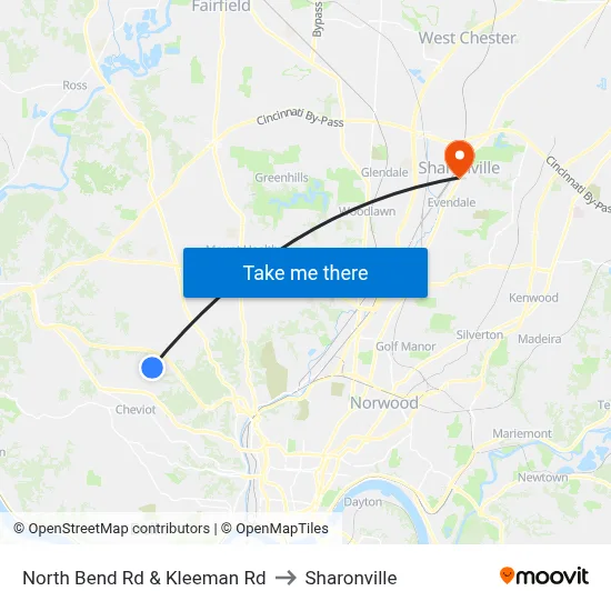 North Bend Rd & Kleeman Rd to Sharonville map