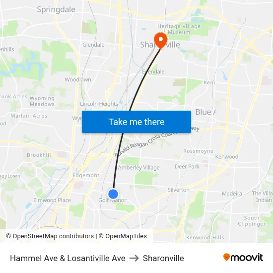 Hammel Ave & Losantiville Ave to Sharonville map
