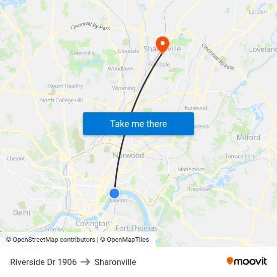 Riverside Dr 1906 to Sharonville map