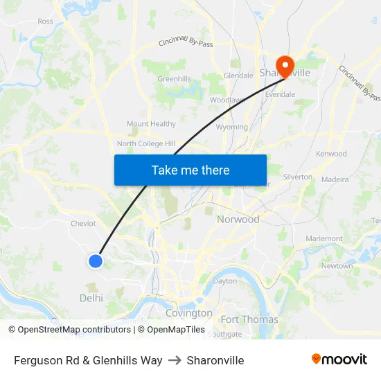 Ferguson Rd & Glenhills Way to Sharonville map