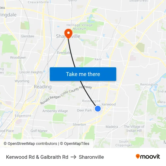 Kenwood Rd & Galbraith Rd to Sharonville map