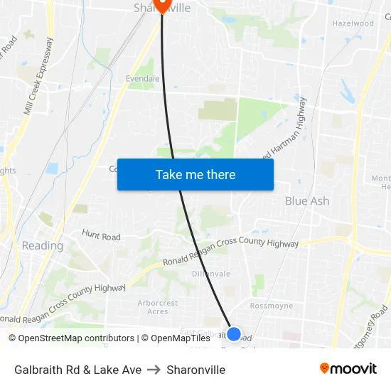 Galbraith Rd & Lake Ave to Sharonville map