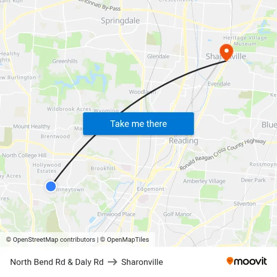 North Bend Rd & Daly Rd to Sharonville map