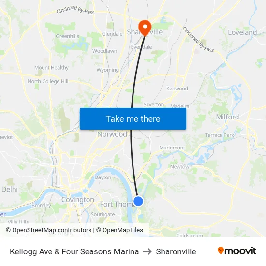 Kellogg Ave & Four Seasons Marina to Sharonville map