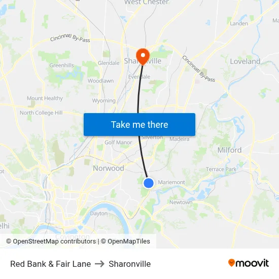Red Bank & Fair Lane to Sharonville map