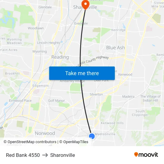 Red Bank 4550 to Sharonville map