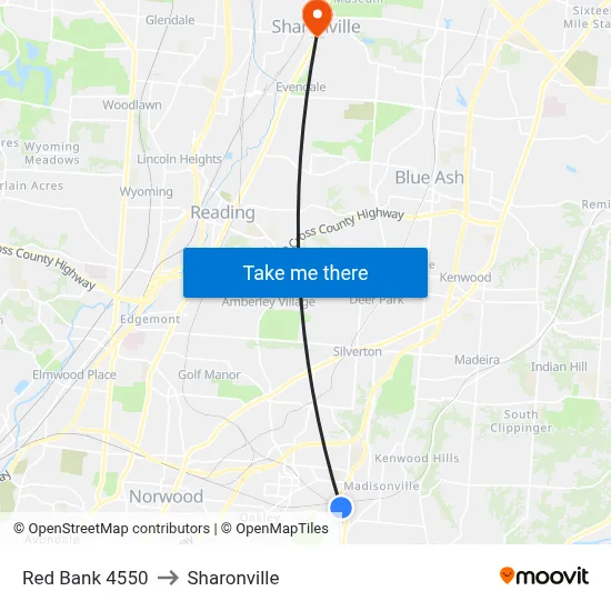 Red Bank 4550 to Sharonville map