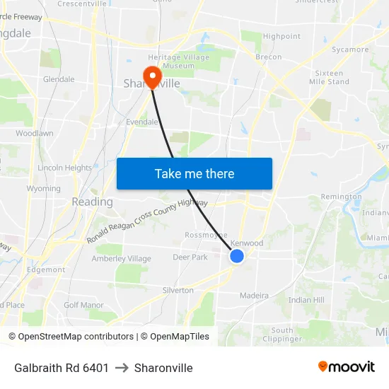 Galbraith Rd 6401 to Sharonville map