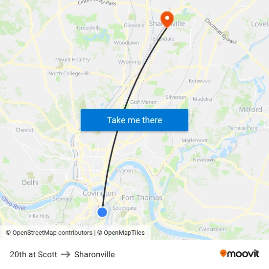 20th at Scott to Sharonville map