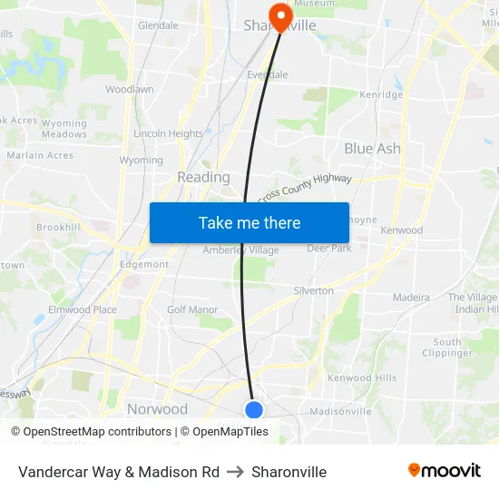 Vandercar Way & Madison Rd to Sharonville map