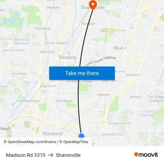 Madison Rd 3310 to Sharonville map
