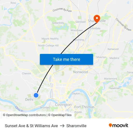 Sunset Ave & St Williams Ave to Sharonville map
