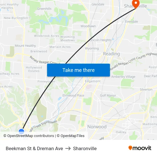 Beekman St & Dreman Ave to Sharonville map