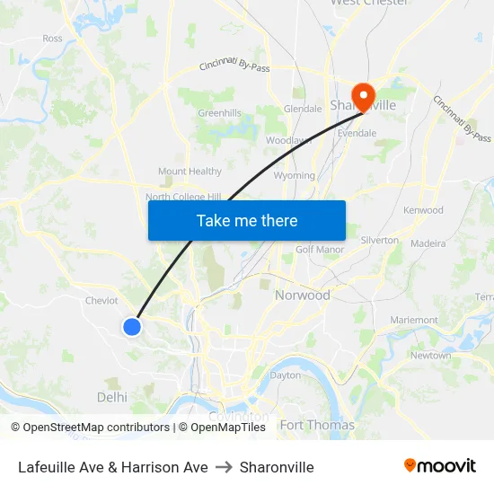 Lafeuille Ave & Harrison Ave to Sharonville map