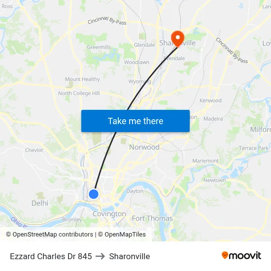 Ezzard Charles Dr 845 to Sharonville map