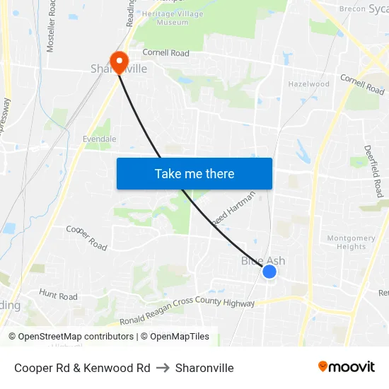 Cooper Rd & Kenwood Rd to Sharonville map