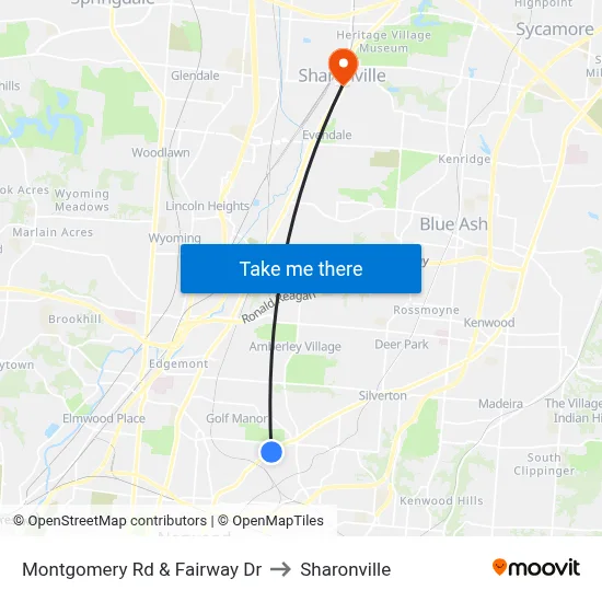 Montgomery Rd & Fairway Dr to Sharonville map