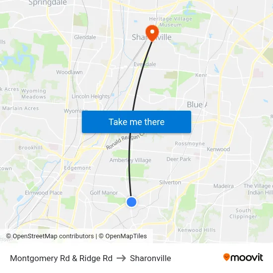 Montgomery Rd & Ridge Rd to Sharonville map