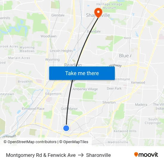 Montgomery Rd & Fenwick Ave to Sharonville map