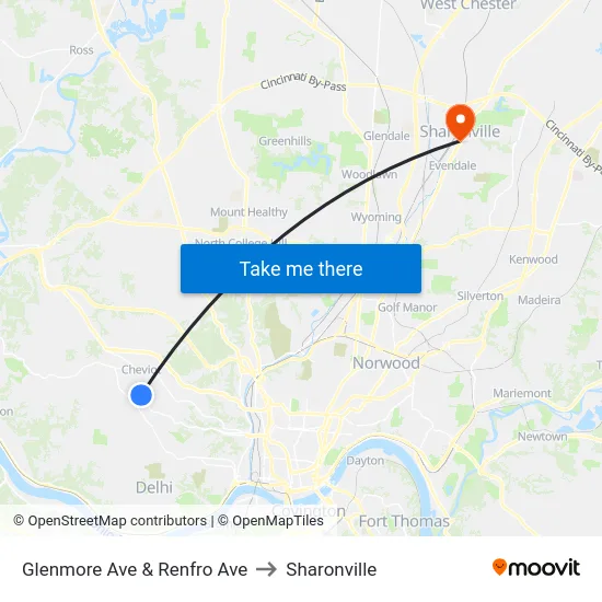 Glenmore Ave & Renfro Ave to Sharonville map