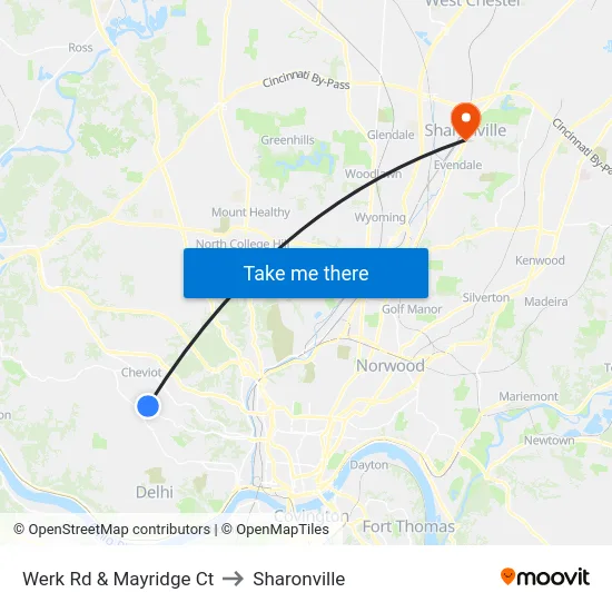 Werk Rd & Mayridge Ct to Sharonville map