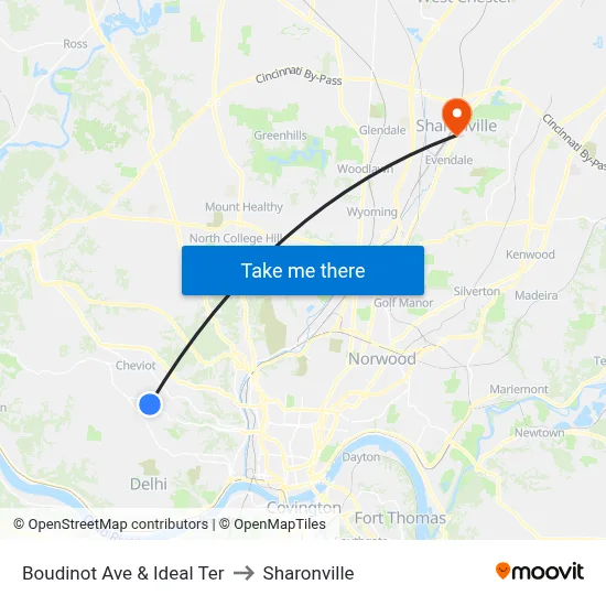 Boudinot Ave & Ideal Ter to Sharonville map