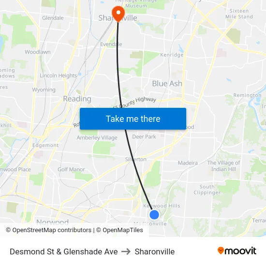 Desmond St & Glenshade Ave to Sharonville map