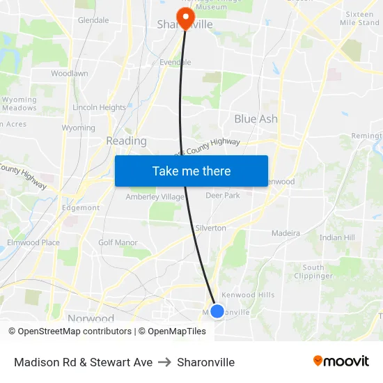 Madison Rd & Stewart Ave to Sharonville map