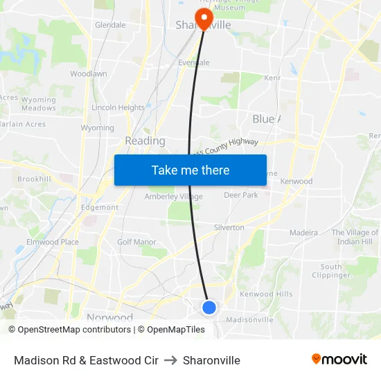 Madison Rd & Eastwood Cir to Sharonville map