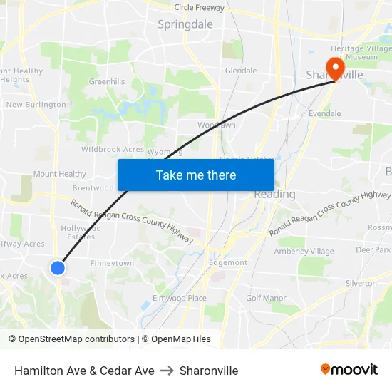 Hamilton Ave & Cedar Ave to Sharonville map