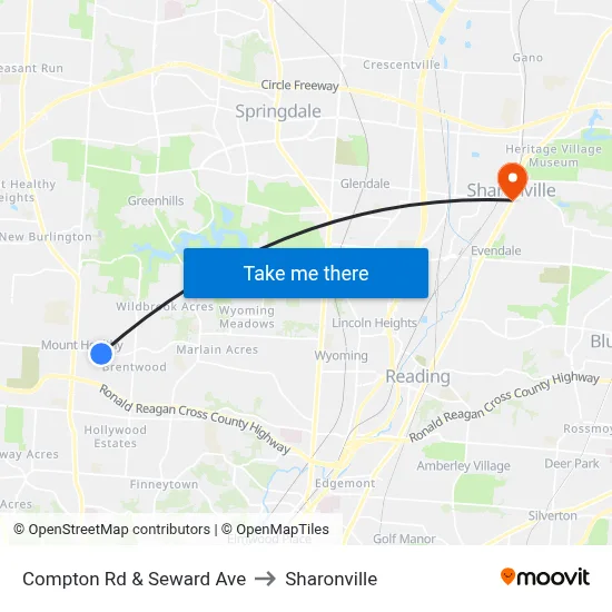Compton Rd & Seward Ave to Sharonville map