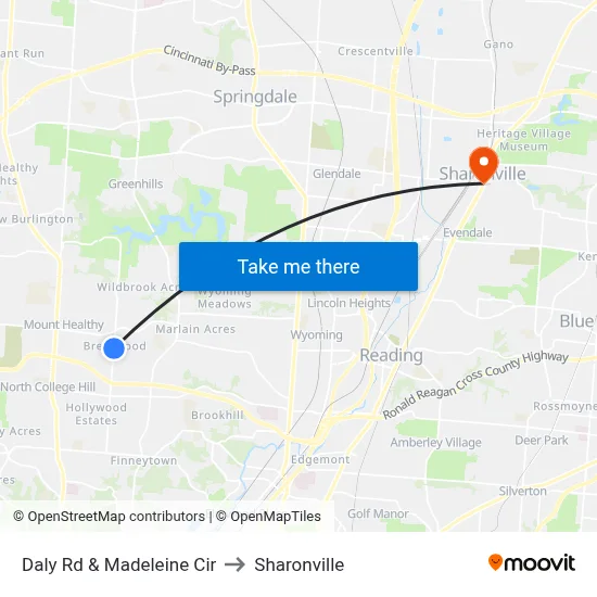 Daly Rd & Madeleine Cir to Sharonville map