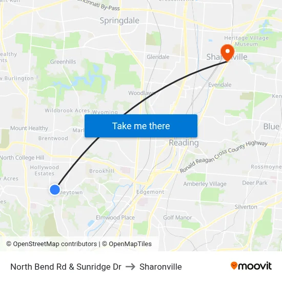 North Bend Rd & Sunridge Dr to Sharonville map