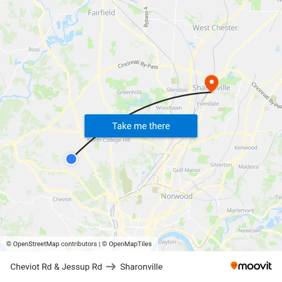 Cheviot Rd & Jessup Rd to Sharonville map