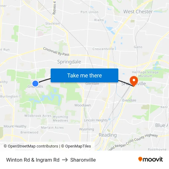 Winton Rd & Ingram Rd to Sharonville map